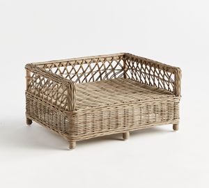 Lit pour animaux de compagnie en rotin gris carré, cadre en rotin rectangulaire, canapé pour chien avec coussin moelleux, meubles pour animaux de compagnie durables pour l'intérieur et l'extérieur - Product Image 5