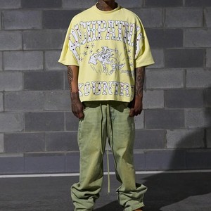 เสื้อยืดโอเวอร์ไซส์ทรงบ็อกซี่ แต่งลายกราฟิกพิมพ์ลายคุณภาพสูง สไตล์ฮิปฮอป สำหรับฤดูร้อน ไซส์พลัส  ตกแต่งด้วยคริสตัลวินเทจ สำหรับผู้ชาย - Product Image 3