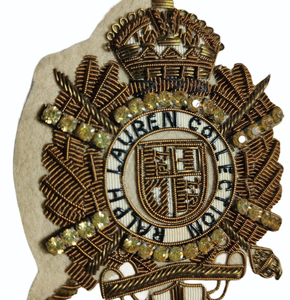 Parche Bordado a Mano de Lujo Personalizado de Primera Calidad con Hilo Metálico 3D para Coser, Insignia para Blazer, Escudo Universitario, Hilo Dorado OEM - Product Image 1