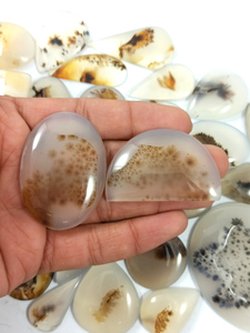 พลอยแท้แบบหลวมขายส่ง Radha Arts Dendritic Agate Cabochons สีเบจ สำหรับทำเครื่องประดับ พลอยธรรมชาติ - Product Image 3