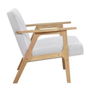 Poltrona Moderna Contemporanea in Tessuto Grigio con Struttura in Legno di Gomma Naturale, Arredamento Moderno per Soggiorno - Product Image 3