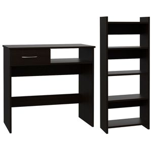 Set da Ufficio Domestico Vizcaya con Cassetto Singolo, Vassoio per Tastiera e Libreria, Scrivania per Computer Nera - Product Image 2