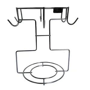 Metal Tea Cup & Saucer <b>Holder</b> <b>Stand</b> with 6 Hooks Decorative <b>Mug</b> Rack Organizer for Kitchen Countertop and Dining Table - Product Image 1