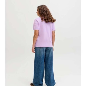 เสื้อยืดคอกลมแขนสั้นสำหรับผู้หญิงเสื้อแห้งเร็วสีชมพู180กรัม - Product Image 6