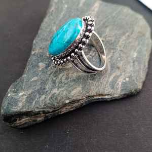 Natural Turquoise <b>Ring</b> 925 Sterling Silver Handmade Jewelry Gift For Women Birthday Unique Luxury Elegant Design - Product Image 2