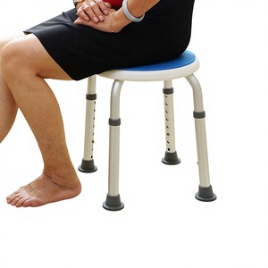 KS Aluminum Alloy Shower <b>Stool</b> Blue Non Slip Seat For Elderly And Pregnant Woman Round Adjustable Height <b>Bathroom</b> Safety Equipm - Product Image 3