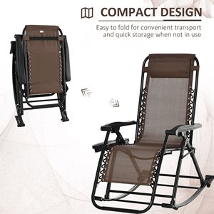 Pe # # # #   Fauteuil inclinable pliable en tissu Oxford à gravité zéro pour l'extérieur avec coussin et porte-gobelet/porte-téléphone - Product Image 4
