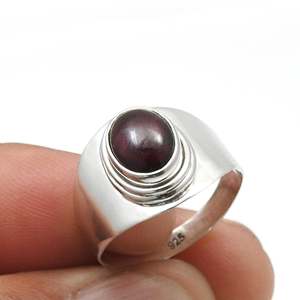 Elegant <b>Silver</b> Bezel Setting <b>Ring</b> With Smooth & Handmade <b>Garnet</b> Gemstone Solid 925 Sterling <b>Silver</b> Jewelry For Men And Women - Product Image 3