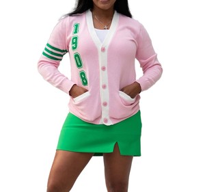 Make Your Custom Good Quality V-Neck for Sorority/Fraternity/Schools/Colleges/Universities Logo Knitted <b>Cardigans</b> <b>Sweaters</b> - Product Image 2