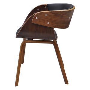 Silla de comedor de madera contrachapada negra y marrón con acolchado de algodón y poliuretano, estándar negro y marrón - Product Image 4