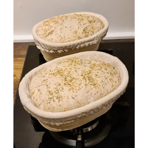 Artisanal Handmade Indonesian Rattan Brotform <b>Bread</b> <b>Basket</b> with Linen Liner. - Product Image 4