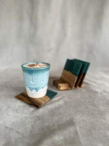 Blue Resin <b>Square</b> Lightweight Luxury Eco-Friendly Coaster Set - Product Image 2