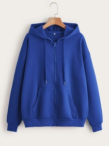Sweat-shirt à capuche zippé pour homme, couleur unie, en polaire, décontracté, pour l'automne, coupe ample, manches longues, 2027 - Product Image 2