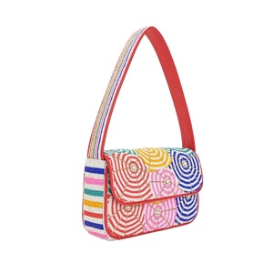 Custom Made with White Beads Hand Made Woven Cotton Bags with Cotton Handles Ideal for Resale Suitable Multipurpose <b>Storage</b> Bags - Product Image 1