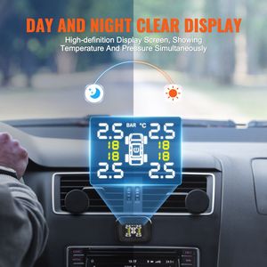 Universal Wireless RV/Car <b>TPMS</b> Alarm System Waterproof Tire Pressure Monitoring Sensors Set W/ 7.3-87 PSI Range - Product Image 6