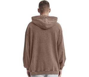 เสื้อฮู้ดดี้ผ้าฝ้ายหนา 450 GSM พรีเมียม ทรงโอเวอร์ไซส์ สไตล์วินเทจ ล้างสีแบบแอซิดวอช สำหรับผู้ชาย เสื้อพูลโอเวอร์ลำลองใส่ได้ในฤดูหนาว รับสั่งซื้อจำนวนมาก - Product Image 4