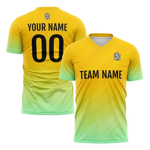 Maillot de football personnalisé col en V manches courtes blanc rouge bleu nom de l'équipe sublimé 100% polyester respirant unisexe adulte uniforme - Product Image 5