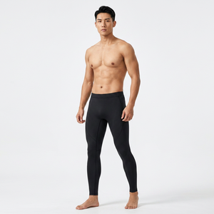 Leggings de Compresión Largos para Hombre, Color Negro Sólido, Spandex, Nailon, Cintura Elástica, para Entrenamiento, Yoga - Product Image 6