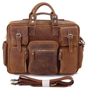 Bandolera de cuero auténtico para oficina, bolso para ordenador portátil de gran capacidad para viaje - Product Image 1