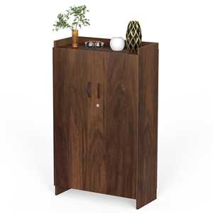 Meuble à chaussures Brooklyn haut en bois d'ingénierie à 2 portes avec serrure, installation autonome - Product Image 3