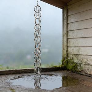 Chaîne de pluie en forme d'anneaux ronds, idéale pour la décoration extérieure du jardin, du balcon et du patio, fonctionnelle et décorative pour le drainage de l'eau. - Product Image 1