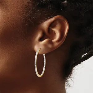 Round Diamond Hinged Hoop <b>Earrings</b> 14K Yellow Gold Women <b>Fine</b> Jewelry Classic Gift - Product Image 2