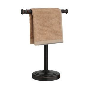 Support à serviettes de style vintage avec base en bois et cadre métallique, porte-serviettes décoratif pour salle de bain, lavabo - Product Image 6