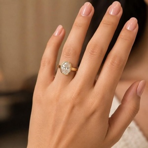 แหวนเพชรทรงรีเจียระไนแบบเบเซลเซ็ต 3 กะรัต เพชรเพาะเลี้ยงในทองคำแท้ 10k 14k 18k สี E ความใส VVS สำหรับงานปาร์ตี้ - Product Image 6