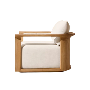 Chaise longue de luxe Lagos en teck massif, structure ouverte, coussin confortable et moelleux, résistante aux intempéries, mobilier d'extérieur de luxe - Product Image 4