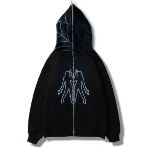 Sweat à capuche pour homme orné de strass et de cristaux, style streetwear brillant, décontracté, pour l'hiver et le quotidien - Product Image 3