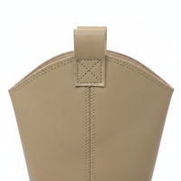 Bottes de cowboy mi-mollet pour femme, style western, automne, bout pointu, talon épais, à enfiler, brodées, marron, en cuir premium, faible MOQ, OEM