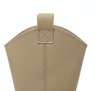 Bottes de cowboy mi-mollet pour femme, style western, à bout pointu, talon épais, à enfiler, brodées, marron, en cuir premium, faible MOQ, OEM - Product Image 6