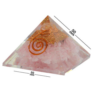 Pyramide d'orgone en quartz rose avec enveloppe en fil de cuivre sur quatre côtés, produit de guérison Feng Shui en provenance d'Inde - Product Image 5