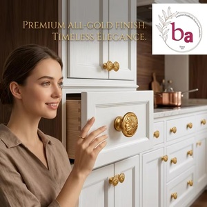 Ba Traditional Cast Iron Flower Drawer <b>Knob</b> <b>Gold</b> Finish Industrial Design Eco-Friendly Durable for Dresser <b>Cabinet</b> Hardware - Product Image 3
