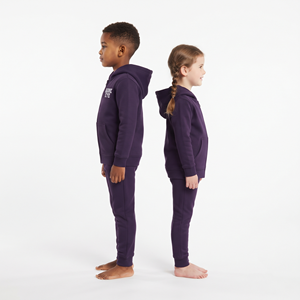 Trending Heavyweight Tracksuit Solid Purple Color Cotton Full <b>Zip</b> <b>Hooded</b> Jogger Set Kids Casual Activewear Clothing - Product Image 4