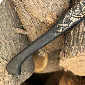 Handcrafted Industrial Grade Viking <b>Axe</b> Carbon Steel Blade Wooden Norse Rune Engraving Historical Inspired Decorative Display - Product Image 6