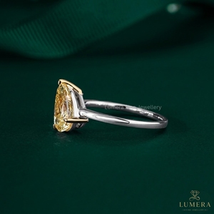 Bague en diamant jaune ovale et poire, pureté VS1, disponible en or 9k, 10k, 14k, 18k, bijoux de luxe pour fiançailles ou mariage - Product Image 5