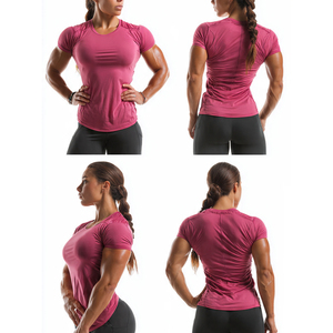 T-shirt d'entraînement pour femme 100% polyester, T-shirt de musculation athlétique pour femme, T-shirt de sport à manches courtes pour femme - Product Image 5