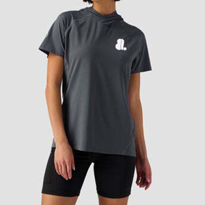 <b>Women's</b> Gray Short Sleeve T-<b>Shirt</b> Crew Neck Logo Quick Dry Regular Fit Sporty Nonwoven 100% Organic Cotton Summer Eco-Friendly - Product Image 1