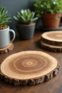 ชุดจานรองแก้วไม้ทำมือสำหรับกาแฟและชา ดีไซน์สวยงาม ทนทาน ป้องกันรอยขีดข่วนบนโต๊ะ - Product Image 6