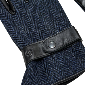 Blue Wool Tweed <b>Gloves</b> Wholesale Full Finger Sheepskin Leather Adjustable Strap Casual Style Classic <b>Mens</b> Winter Fashion <b>Gloves</b> - Product Image 6