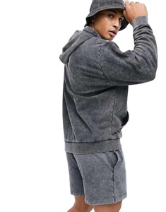 Ensemble de vêtements d'été pour hommes Ensemble de vêtements en coton coupé et cousu 2 pièces Shorts délavés au soleil Ensembles de t-shirts pour hommes - Product Image 3