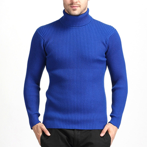 AL SWANS INTERNATIONAL Pull col roulé côtelé noir pour homme, manches longues, tricoté, couleur unie, coton anti-boulochage, automne - Product Image 6