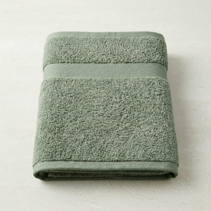 Premium Sage Green Solid Color Bath Towel 100% Cotton Ribbed Dobby Border Oeko-Tex Quick-Dry Absorbent High Density Wholesale - Product Image 1