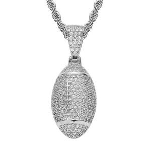 Iced Out Football Moissanite Pendant Micro Pave Moissanite Football Pendant Solid Gold Plated <b>Charm</b> Moissanite Anniversary Gift - Product Image 2