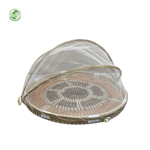 Woven straw food <b>cover</b> with brown pattern Kitchenware and <b>table</b> decoration Wholesale eco-friendly Made in Vietnam - Product Image 3
