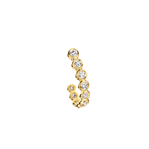 Semi Hoop Earrings, Lab Grown Diamond Half Hoop Earrings, Minimalist Gold Hoop Earrings, Dainty Everyday Jewelry, <b>Bridal</b> Gift - Product Image 1