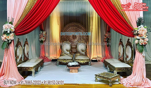 Ensemble de chaises de mandap pour mariage indien du sud, style traditionnel, chaises de mandap pour mariage indien, design unique, ensemble de chaises de vidhi pour mariage, États-Unis - Product Image 2