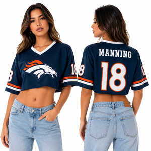 Camiseta de Fútbol Corta para Mujer, Personalizada con Logotipo de Mascota Bordado, Nombre y Número en la Espalda, Malla Transpirable, Ropa Deportiva, Suministro Deportivo OEM - Product Image 1
