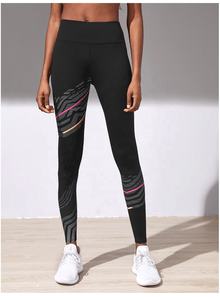 Nuevo conjunto de ropa activa para mujer, mallas de entrenamiento de cintura media alta transpirables sin costuras, Sujetador deportivo, mallas de Yoga informales con estampado de punto - Product Image 5